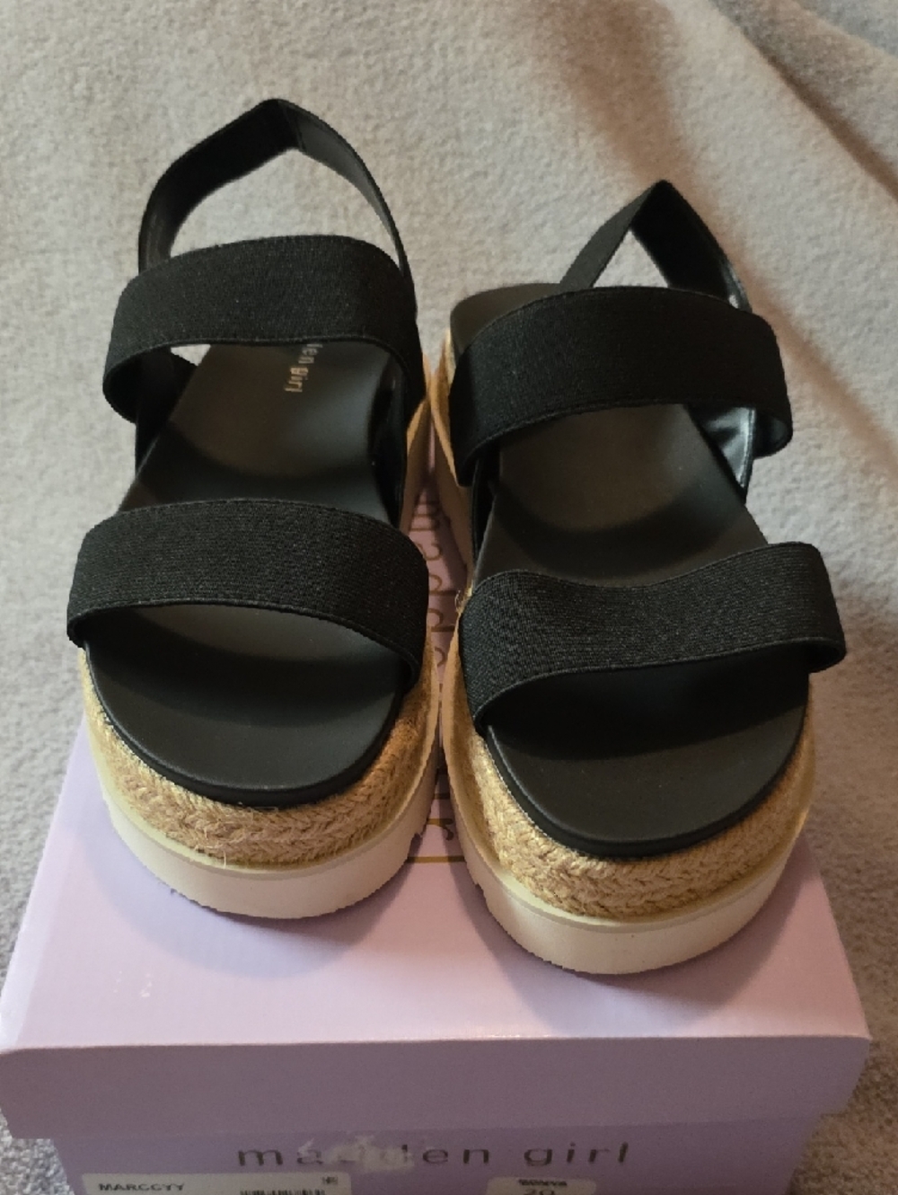 Madden Girl💗 NWB**Black Elastic Strap Platform Sandals Size 10 - Picture 4 of 7